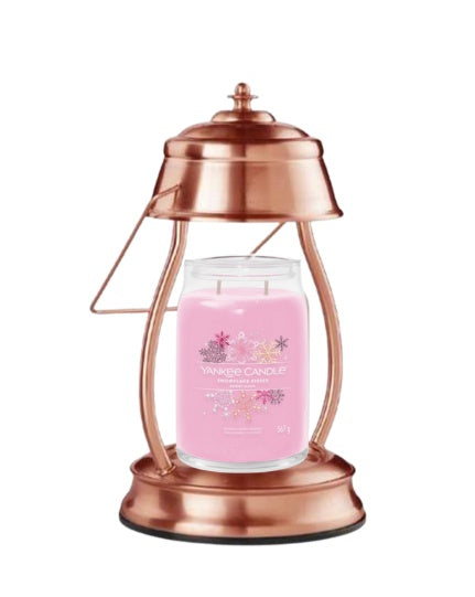 Copper Hurricane Lantern Candle Warmer & Snowflake Kisses Signature Large Jar Candle
