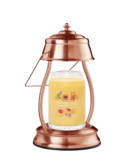 Copper Hurricane Lantern Candle Warmer & Golden Autumn Signature Large Jar Candle