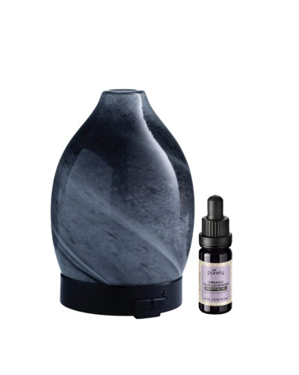 Obsidian Ultrasonic Diffuser & True Lavender Essential Oil