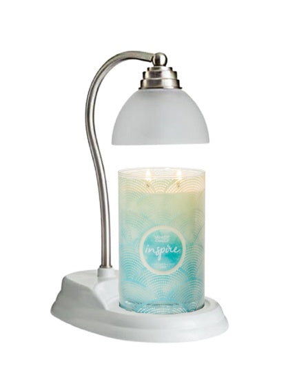 White Nickel Aurora Candle Warmer & Inspire Signature Large Tumbler Candle