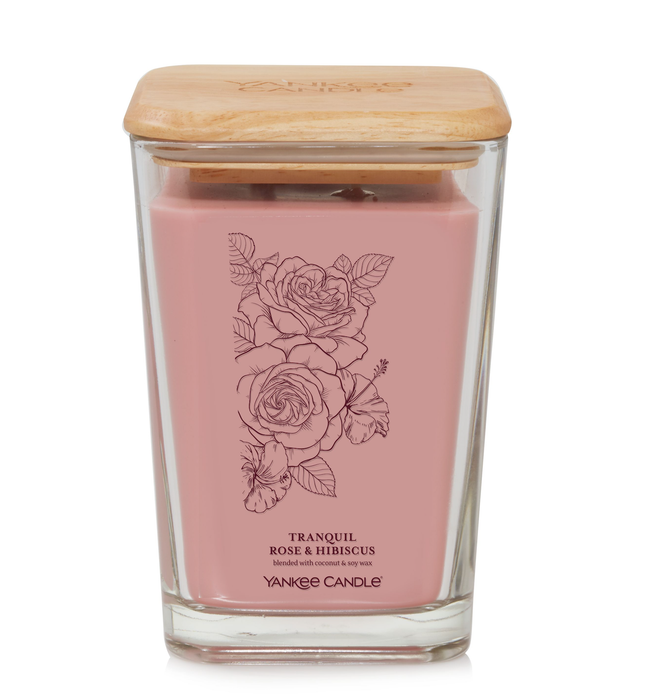 Tranquil Rose & Hibiscus Large Square Candle